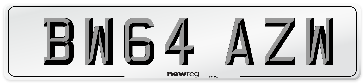 BW64 AZW Number Plate from New Reg